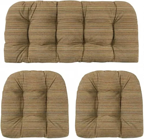 Vista 31 de RSH DECOR: Sunbrella - Juego de 3 cojines de mimbre copetudos 41 x 19 pulgadas y 19 x 19 pulgadas Fabricado con tela de rendimiento Sunbrella
