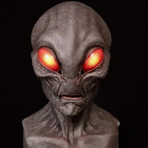 Vista 3 de Máscara de Halloween, máscara de cabeza de alienígena para Halloween, fiesta de disfraces