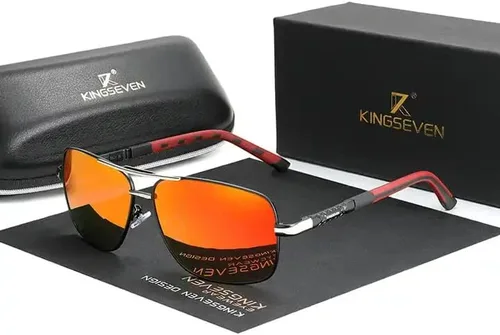 Vista 2 de KINGSEVEN Gafas de los hombres marca diseñador aluminio magnesio sol gafas para hombres polarizado espejo lente gafas mujeres 724