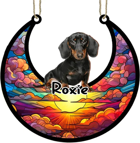 Vista 100 de LOVELYPOD Adorno de Navidad personalizado para perro pastor australiano, atrapasoles conmemorativo, adorno de Navidad de pastor australiano