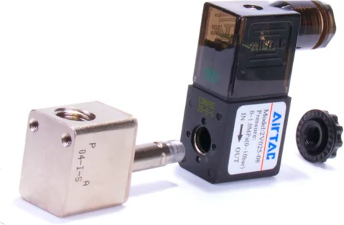 Vista 3 de Control fluido AirTAC 2V025-08 1/4" PT DC12V 2/2 de la válvula electromagnética manera normalmente cerrada