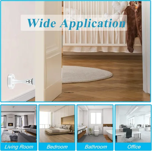 Vista 7 de Tope magnético para puerta, tope magnético blanco resistente para puerta de acero inoxidable de agarre suave para parte inferior de puerta, tope