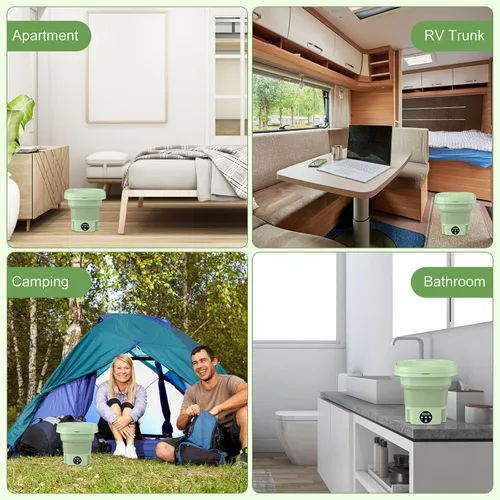 Vista 8 de Lavadora portátil, mini lavadora plegable de 8 litros con cesta de drenaje desmontable, 3 modos de limpieza profunda, lavadora y secadora combinada