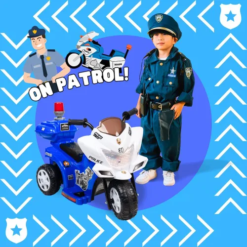 Vista 9 de Automóvil Lil Patrol de 6 V, azul y blanco.