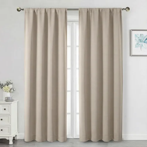 Vista 211 de Cortinas opacas para dormitorio, sala de estar, juego de 2 paneles de 54 pulgadas de largo, cortinas de oscurecimiento de habitación con aislamiento