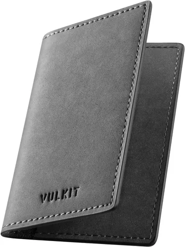 Vista 8 de VULKIT - Tarjetero de cuero para tarjetas de visita de dos lados, organizador delgado de tarjetas de nombre para negocios para hombres o mujeres