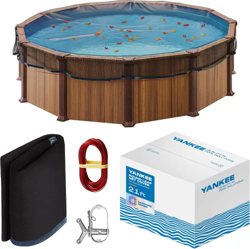 Vista 14 de Yankee - Cubierta de red de hojas para piscina redonda sobre el suelo de 12 pies, resistente de 0.15 pulgadas, red para proteger de hojas, desechos