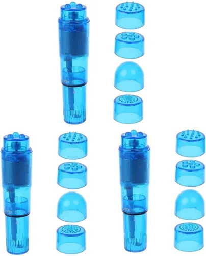 Vista 6 de Pequeño mini masajeador portátil para cara corporal, cuello, cabeza, masaje de espalda con 4 cabezas (1 unidad, azul)