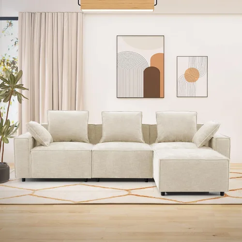 Vista 18 de WILLOVE Juego de sofá modular modular, sofá nube de felpilla con reposabrazos anchos y 8 almohadas, sofás de asiento profundo para sala de estar, 4