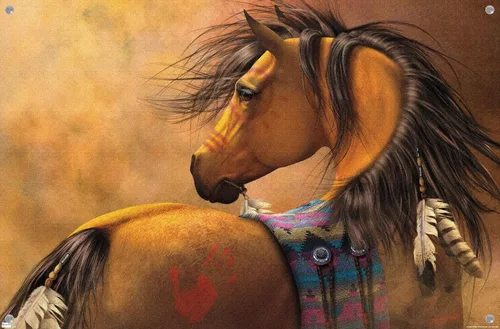 Vista 4 de Trends International Laurie Prindle Kiowa - Póster de pared dorado con pasadores