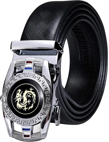 Vista 31 de Barry.Wang Cinturón de trinquete de cuero para hombre 1 3/8" hebilla A Oro Verde