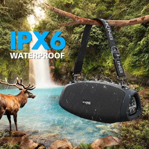 Vista 6 de W-KING Altavoces Bluetooth portátiles con micrófono inalámbrico, (pico de 120 W) 70 W altavoz para exteriores Bluetooth inalámbrico impermeable