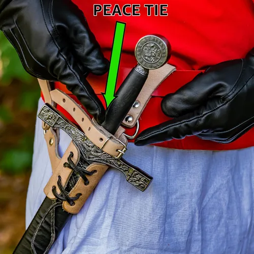 Vista 75 de Armory Replicas™ - Rana espada de cuero hecha a mano – Disfraz medieval LARP hebilla ajustable y cinturón de arma con cable soporte