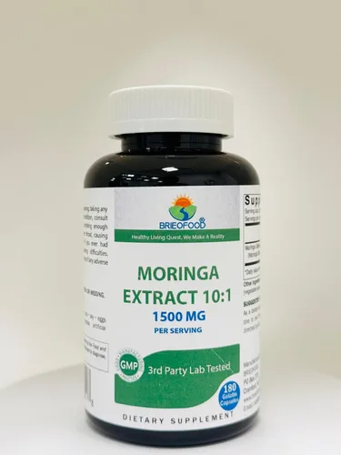 Vista 4 de Brieofood Extracto de Moringa Oleifera 10:1 1500 mg - 180 cápsulas - Suplemento sin OMG y sin gluten - Superalimento verde de hoja de moringa