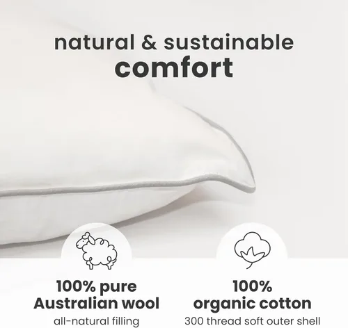 Vista 2 de Woolino Almohada para niños pequeños, almohada de dormir de lana 100 % transpirable de primera calidad y funda de algodón, tamaño de viaje