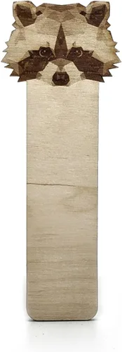 Vista 5 de Marcador de madera grabado con oso Marcalibros geométrico de madera de abedul báltico ¡Gran idea de regalo!