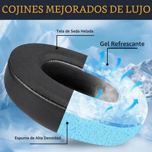 Vista 5 de SOULWIT Cooling-Gel Almohadillas de repuesto para auriculares Steelseries Arctis Nova Pro Wired, Nova 1/1X/1P/3/3P/3X/4/4P/4X/5/5P/5X/7/7X/7X/7P