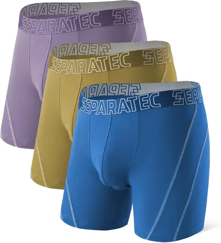 Vista 12 de Separatec Ropa interior para hombre con doble bolsa, calzoncillos tipo bóxer que absorben la humedad, rayón de bambú, transpirable, refrescante 1