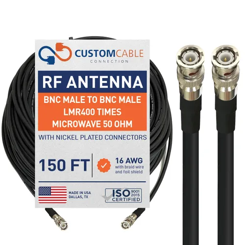 Vista 8 de Custom Cable Connection Cable de antena coaxial de baja pérdida de 20 pies BNC macho a BNC macho LMR400 veces para microondas de 50 ohmios