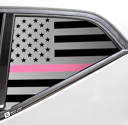 Vista 10 de BOGAR TECH DESIGNS Calcomanía de vinilo precortada con bandera estadounidense para ventana de un cuarto compatible con Volvo XC40 2019-2023, negro
