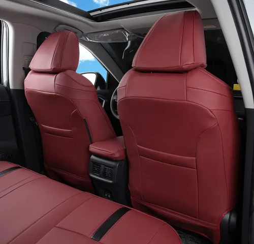 Vista 30 de Fundas de asiento RAV4 de ajuste personalizado, piel sintética impermeable para Toyota RAV4 2013-2018 (beige)