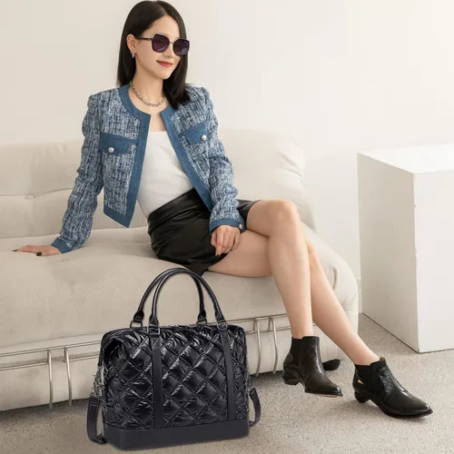 Vista 8 de LEDAOU Bolsa de viaje de fin de semana para mujer y mujer, bolsa de lona con funda de equipaje