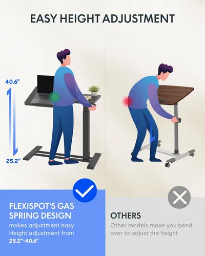 Vista 9 de FLEXISPOT Mesa auxiliar en forma de C de altura ajustable con parte superior inclinable de un solo lado, mesa auxiliar móvil para sofá y mesita
