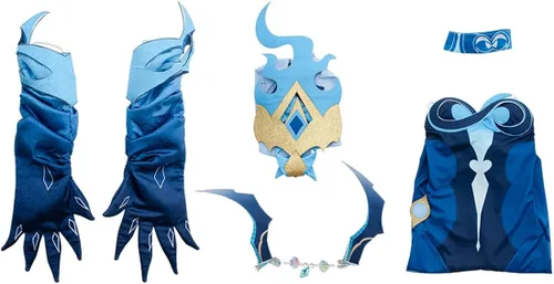 Vista 4 de JoySeed Genshin Impact - Disfraz de cosplay para Chizapus Bonano con gorro, conjunto completo de traje de Halloween y Navidad, uniforme de fiesta
