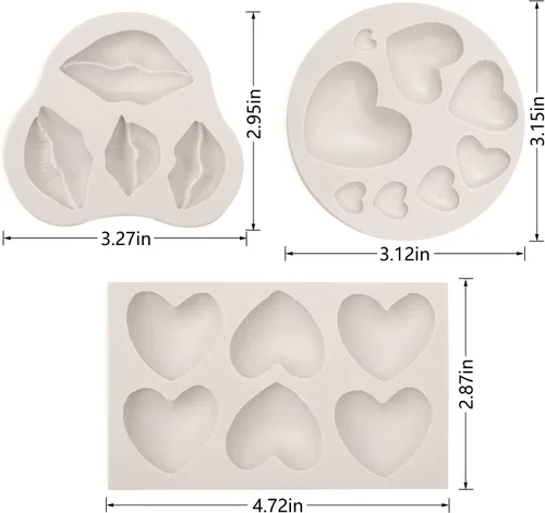 Vista 2 de Moldes para fondant en forma de corazón, moldes de silicona de chocolate para decoración de pasteles, tapas de cupcakes, herramientas de horneado