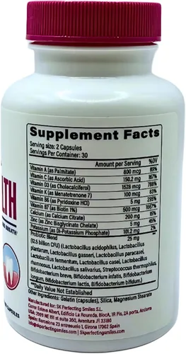 Vista 2 de Suplemento diario premium para el bienestar de las encías, aliento fresco y fuerza dental - Vitaminas, minerales y mezcla botánica - 60