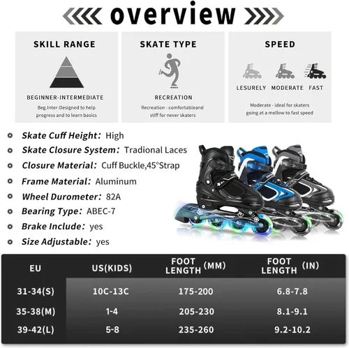 Vista 21 de MammyGol Patines en línea ajustables para niños y niñas, patines con ruedas iluminadas de 4 a 16 años