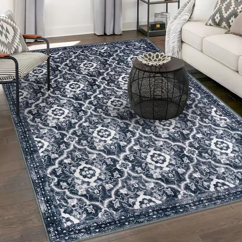 Vista 81 de KILOCOCO Alfombra marroquí pequeña, de 2 x 3 pies, color negro/dorado, súper suave, lavable, para interiores, vintage, lavable, antideslizante
