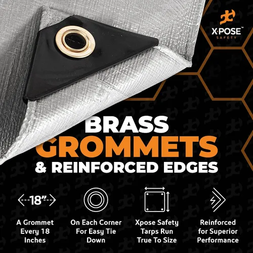 Vista 4 de Xpose Safety Lona protectora de polietileno plateado resistente de 5 x 7 pies - Funda protectora multiusos - Duradera, resistente al agua