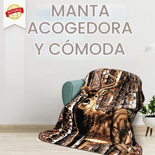 Vista 2 de Manta con diseño de lobo, 3.5 libras, ultra suave, de felpa, cálida