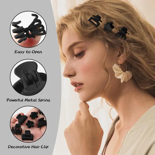 Vista 2 de 24 clips de garra pequeños, clips de mandíbula pequeños de 1 pulgada para mujeres y niñas, cabello delgado y grueso, accesorios de estilo multicolor