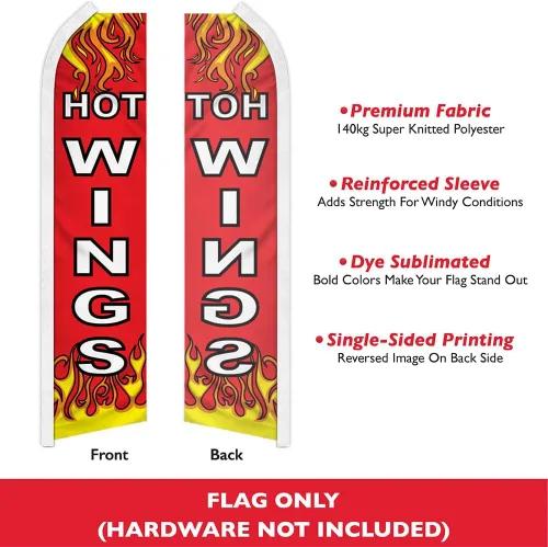 Vista 2 de Hot Wings Swooper - Bandera publicitaria perfecta para frentes de tiendas, negocios, minoristas, tiendas, camiones de comida, eventos, ferias