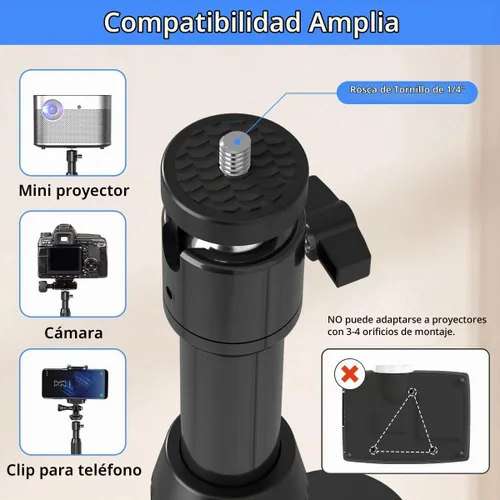 Vista 5 de suptek Soporte para proyector giratorio de 360°, altura ajustable de 36.6-48.8 pulgadas, soporte de montaje para mini proyector, compatible con Negro