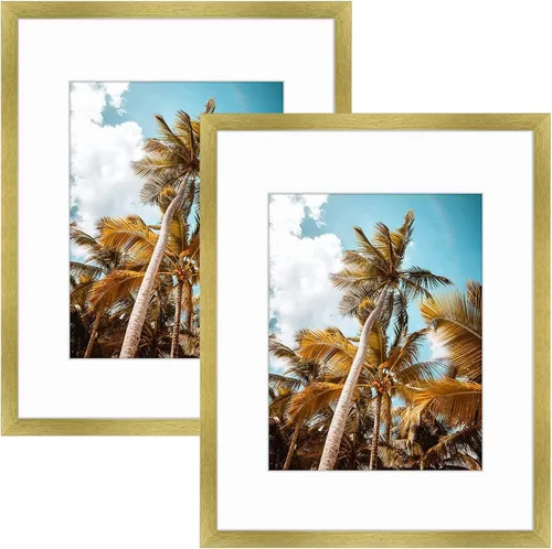 Vista 104 de Frametory, Marco de fotos de 11 x 14 pulgadas con paspartú para fotos de 8 x 10 pulgadas, moldeado ancho de vidrio de alta definición, accesorios