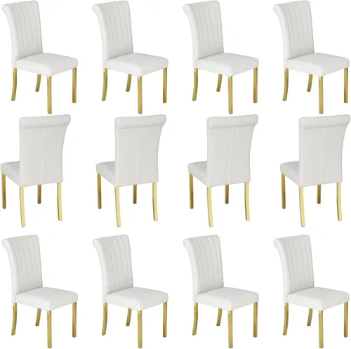 Vista 45 de Asday Upholstered Dining Chairs Set of 2, High Back Fabric Chairs, Beige Linen Fabric, High Back, Black Metal Legs