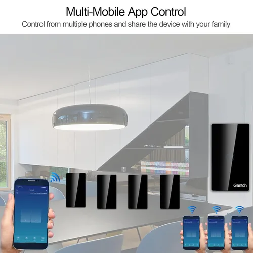 Vista 5 de Zigbee Smart Touch - Interruptor de luz de pared, control de aplicación/voz, visión nocturna, requiere puerta de enlace Tuya