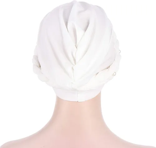 Vista 7 de Fxhixiy Hijab - Gorro de turbante con perlas para mujer, bufanda para la cabeza, gorro de quimioterapia, bandana
