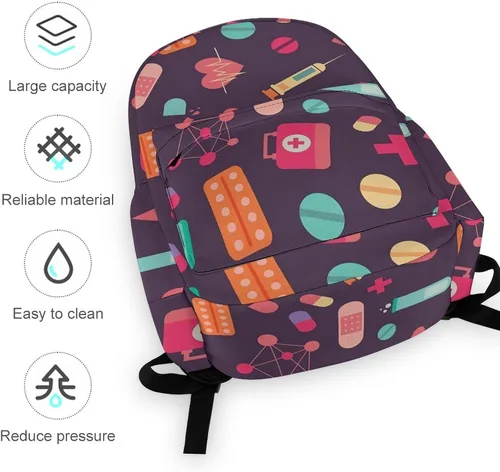 Vista 6 de Mochila de viaje de enfermería médica ligera de 16.5 pulgadas para computadora portátil, mochila casual para hombres y mujeres