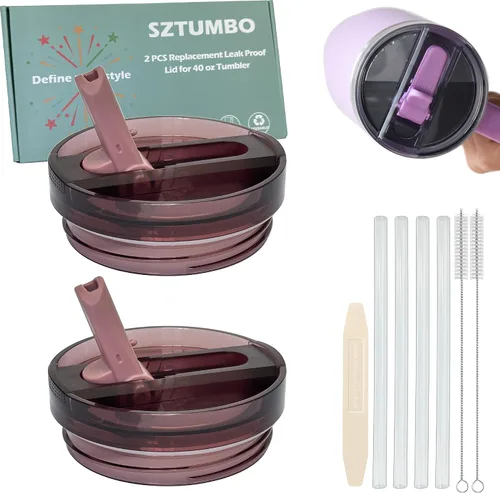 Vista 12 de 2 tapas con popote desmontable para Stanley Quencher ProTour de 40 onzas, tapa 100% a prueba de fugas para accesorios de vasos Stanely de 40 onzas