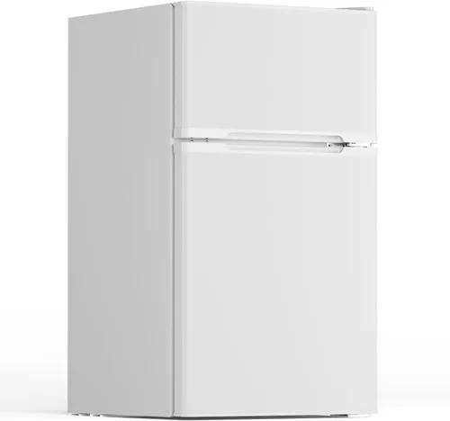 Vista 8 de Electactic 3.1 pies cúbicos Mininevera con congelador de 2 puertas, refrigerador compacto mini con estantes de vidrio ajustables y removibles