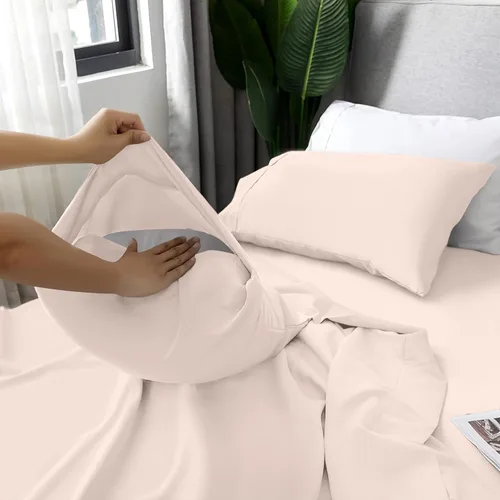 Vista 3 de LUX Décor - Juego de sábanas Twin de microfibra ultrasuave de 3 piezas con sábana encimera, sábana bajera de 16 pulgadas de profundidad y funda