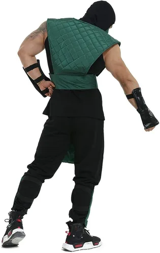 Vista 3 de miccostumes Disfraz de Ninja para hombre, disfraz de Halloween verde