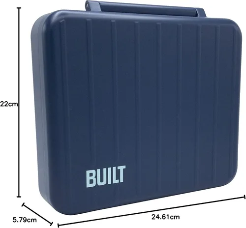 Vista 9 de BUILT Caja de almuerzo estilo bento, resistente a las fugas, apta para microondas, con 3 compartimentos, con utensilios y aderezo, color azul