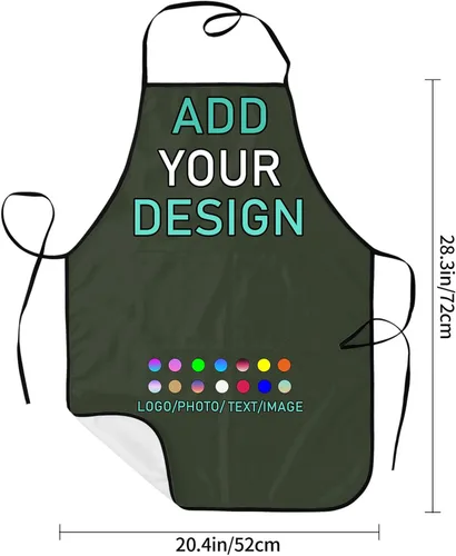 Vista 4 de Delantal personalizado con 2 bolsillos, personalizable con nombre, texto, logotipo, foto, cocina, horneado, delantal de cocina para mujeres y hombres