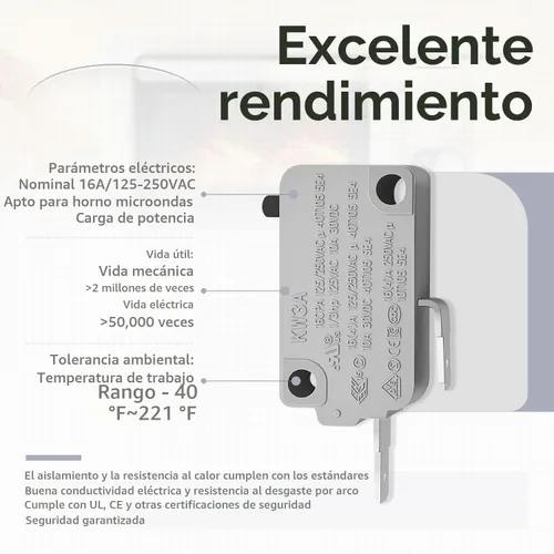 Vista 5 de Interruptor de puerta del horno de microondas KW3A 16A 2 normalmente 3 PAQUETES