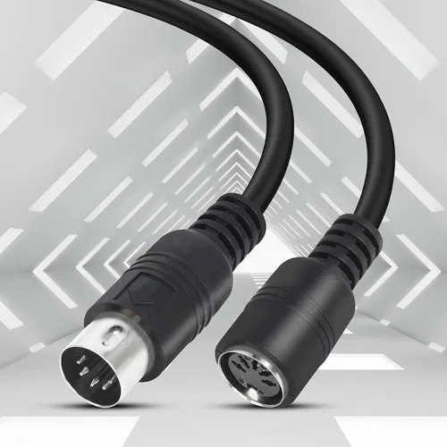 Vista 3 de Cable de extensión MIDI DIN de 5 pines macho a hembra Cable adaptador de audio para sintetizador de teclado MIDI, órgano, piano eléctrico, guitarra